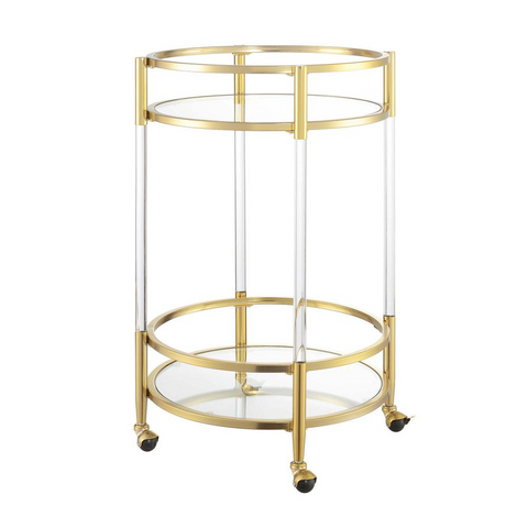 Royal Crest 2 Tier Acrylic Round Glass Bar Cart - WhatYouNeedSales