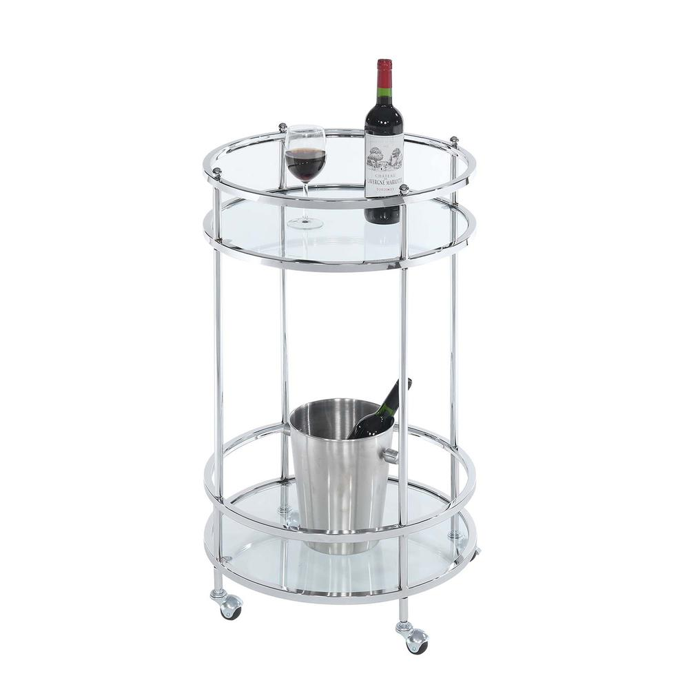 Royal Crest 2 Tier Round Glass Bar Cart - WhatYouNeedSales