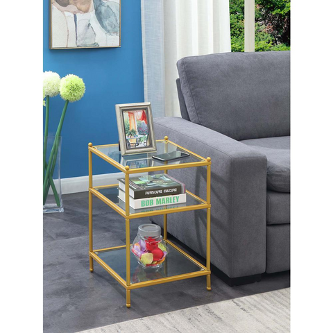 Royal Crest End Table - Contemporary Chrome Frame 3-Tier