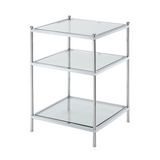 Royal Crest End Table - Contemporary Chrome Frame with 3