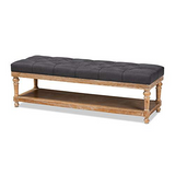 and Rustic Charcoal Linen Fabric Upholstered and Greywashed Wood Storage Bench - WhatYouNeedSales