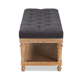 and Rustic Charcoal Linen Fabric Upholstered and Greywashed Wood Storage Bench - WhatYouNeedSales