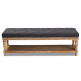 and Rustic Charcoal Linen Fabric Upholstered and Greywashed Wood Storage Bench - WhatYouNeedSales