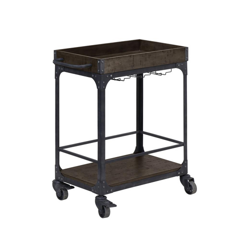 Rustic Espresso Cart with Lower Shelf - WhatYouNeedSales