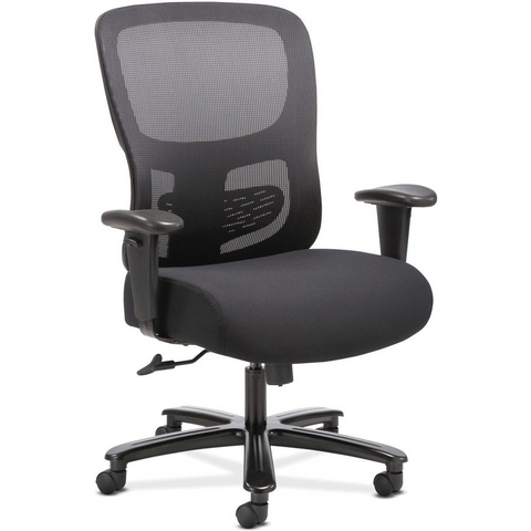 Sadie Sadie Big and Tall Task Chair - Black Fabric, Plush Seat - Black Mesh Back - 5-star Base - Black - 1 Each - WhatYouNeedSales