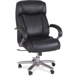 Safco Big & Tall Leather High-Back Task Chair - Black Bonded Leather Seat - High Back - Armrest - 1 Each - WhatYouNeedSales