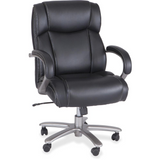 Safco Big & Tall Mid-Back Task Chair - Black Bonded Leather Seat - Mid Back - Armrest - 1 Each - WhatYouNeedSales