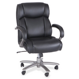 Safco Big & Tall Mid-Back Task Chair - Black Bonded Leather Seat - Mid Back - Armrest - 1 Each - WhatYouNeedSales