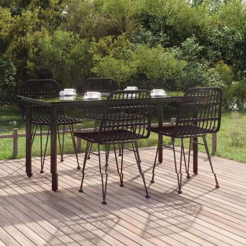 Shop vidaXL 5 Piece Patio Dining Set Black Poly Rattan