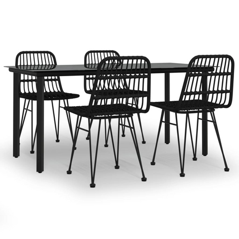 Shop vidaXL 5 Piece Patio Dining Set Black Poly Rattan