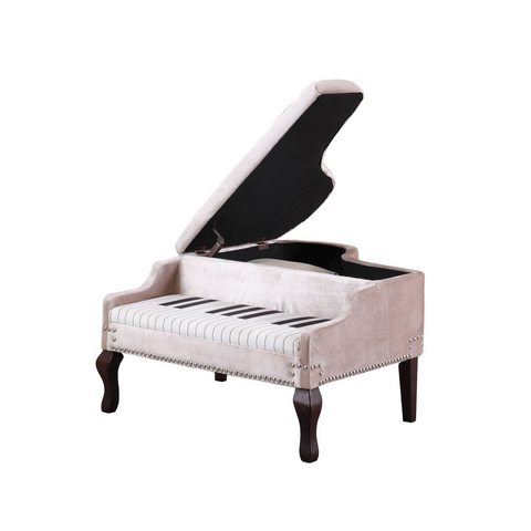 "Silver Velour Baby Grand Piano Storage Bench" - WhatYouNeedSales