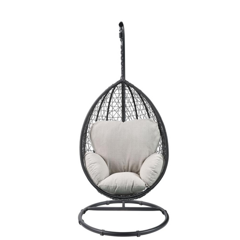 Simona Patio Swing Chair with Stand Beige Fabric & Black