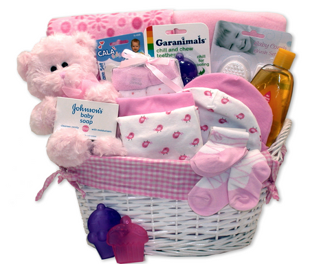 Simply Baby Necessities Basket - Pink - baby bath set -  baby girl gifts - new baby gift basket - baby gift baskets - baby shower gifts - WhatYouNeedSales