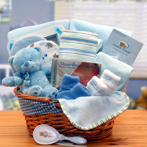 Simply The Baby Basics New Baby Gift Basket- Blue - baby bath set -  baby boy gift basket - new baby gift basket - baby gift baskets - baby shower gifts - WhatYouNeedSales