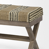 "16"" Beige And Brown Upholstered Cotton Blend Bench" - WhatYouNeedSales