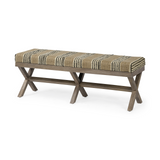 "16"" Beige And Brown Upholstered Cotton Blend Bench" - WhatYouNeedSales