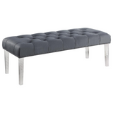 Suede Upholstered Tufted Bench With Acrylic Legs - WhatYouNeedSales