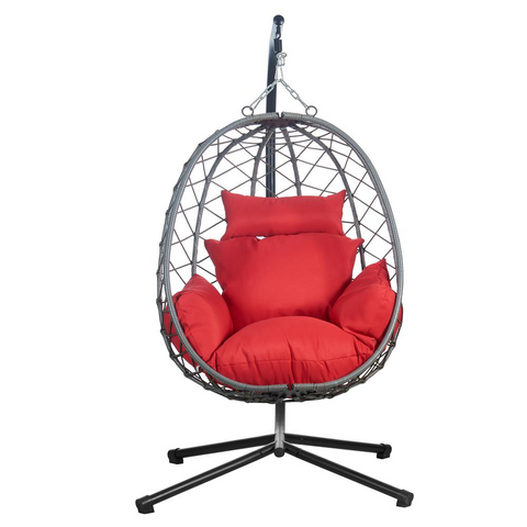 Summit Single-Person Egg Swing Chair in Grey Steel Frame