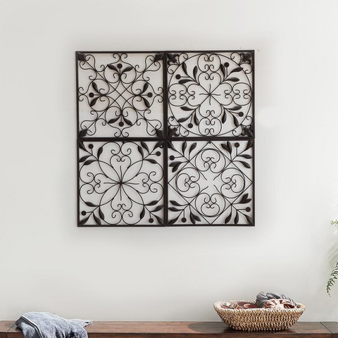 Sunjoy 4-Panel Iron Wall Decor Indoor Outdoor Metal Decoration Wall Art - WhatYouNeedSales