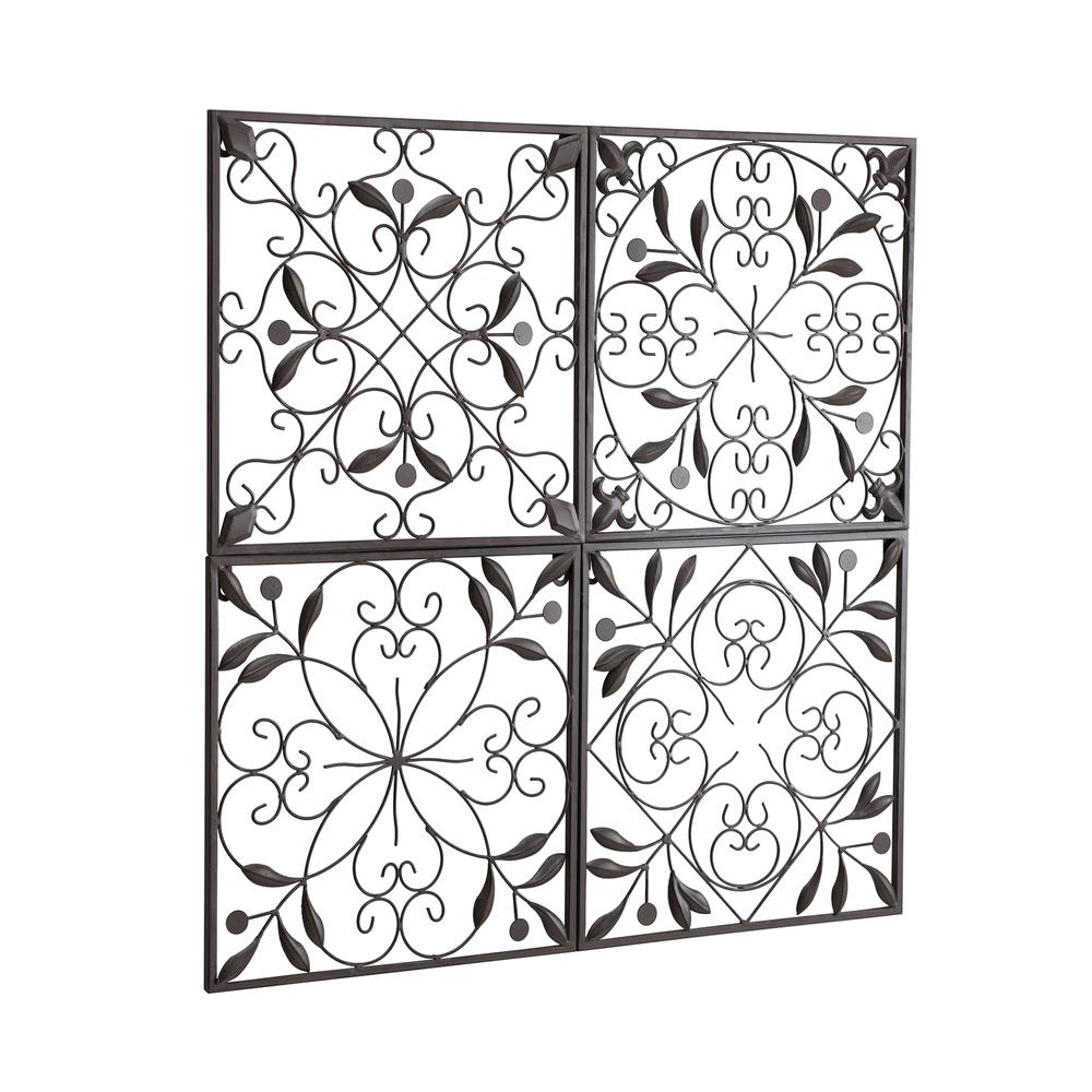 Sunjoy 4-Panel Iron Wall Decor Indoor Outdoor Metal Decoration Wall Art - WhatYouNeedSales