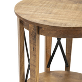 Sutton End Table - Rustic Wooden Construction with Metal