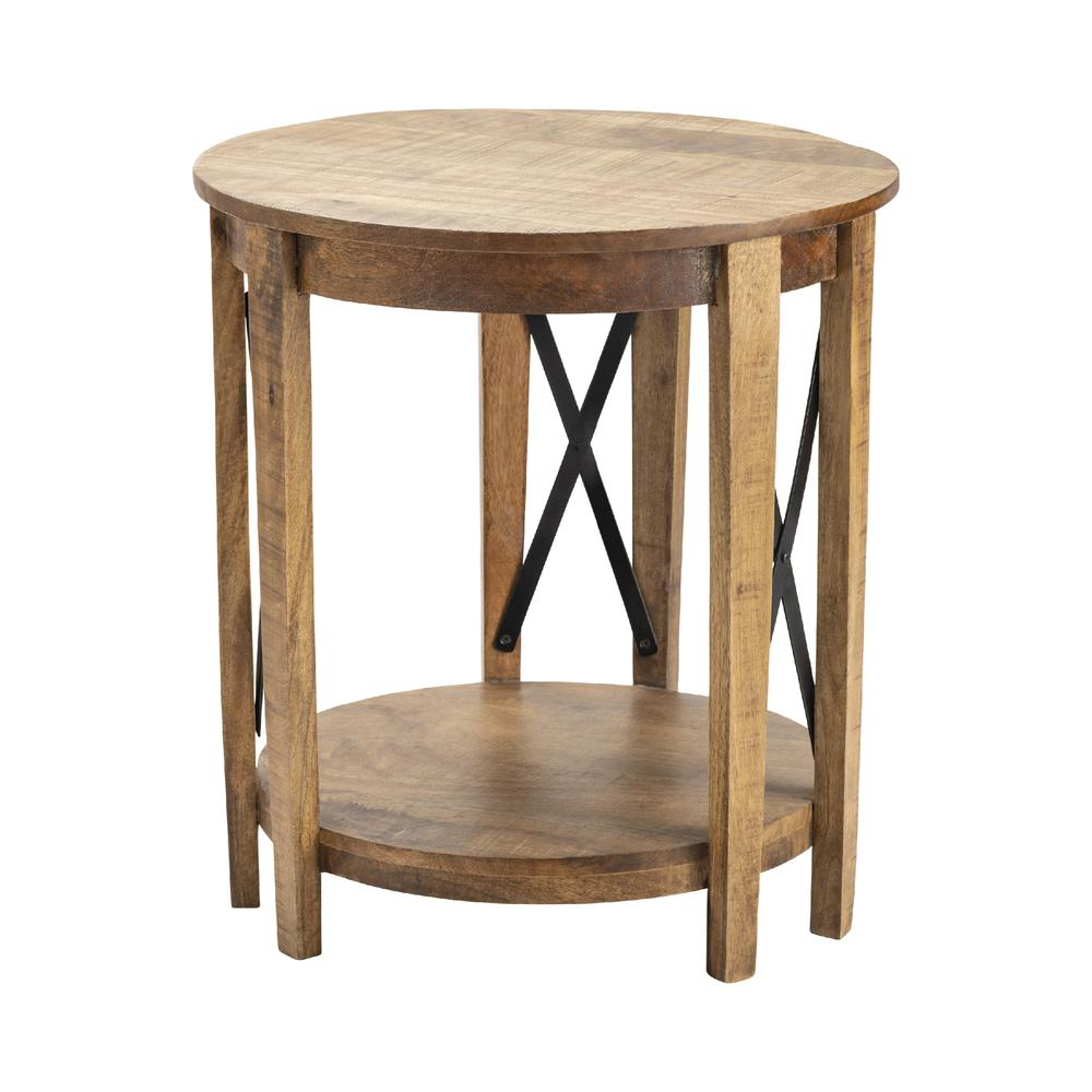 Sutton End Table - Rustic Wooden Construction with Metal