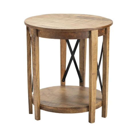 Sutton End Table - Rustic Wooden Construction with Metal