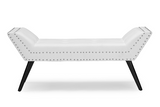 Tamblin White Faux Leather Upholstered Large Ottoman Seating Bench - WhatYouNeedSales