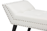 Tamblin White Faux Leather Upholstered Large Ottoman Seating Bench - WhatYouNeedSales