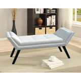 Tamblin White Faux Leather Upholstered Large Ottoman Seating Bench - WhatYouNeedSales