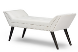 Tamblin White Faux Leather Upholstered Large Ottoman Seating Bench - WhatYouNeedSales