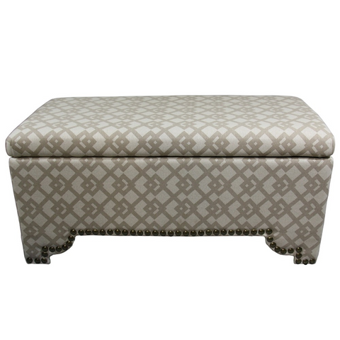 "Taupe Geometric Storage Bench with Ottomans Four Piece Set" - WhatYouNeedSales