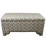 "Taupe Geometric Storage Bench with Ottomans Four Piece Set" - WhatYouNeedSales