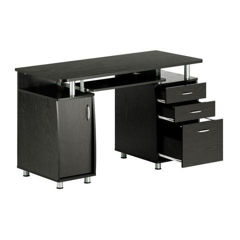 Techni Mobili Complete Workstation Computer Desk with Storage, Espresso - WhatYouNeedSales