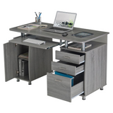 Techni Mobili Complete Workstation Computer Desk with Storage. Color: Grey - WhatYouNeedSales