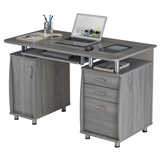 Techni Mobili Complete Workstation Computer Desk with Storage. Color: Grey - WhatYouNeedSales