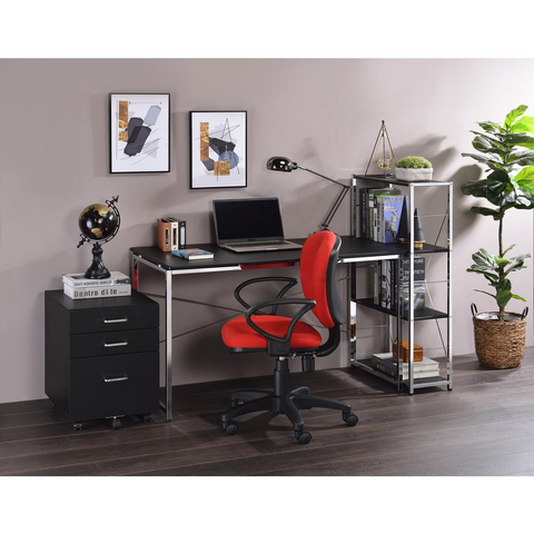 Tennos Writing Desk, Black & Chrome Finish (93195) - WhatYouNeedSales