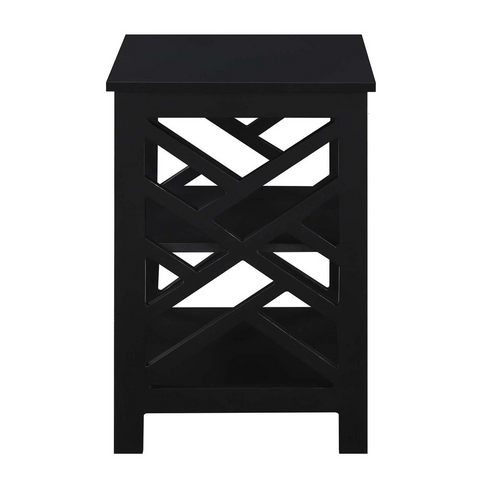 Titan End Table with Shelves Black