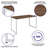 Tiverton Industrial Commercial Grade Computer Desk for Office Use in Walnut/White - Ember Workspace - WhatYouNeedSales