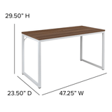 Tiverton Industrial Commercial Grade Computer Desk for Office Use in Walnut/White - Ember Workspace - WhatYouNeedSales