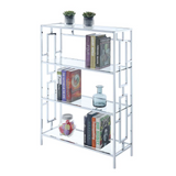 Town Square Chrome 4 Tier Bookcase, Clear Glass/Chrome Frame - WhatYouNeedSales