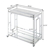 Town Square Chrome Faux Marble Mirrored Bar Cart with Shelf - WhatYouNeedSales