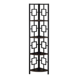 BOOKCASE - 62"H / ESPRESSO / BLACK METAL CORNER ETAGERE - WhatYouNeedSales