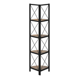 BOOKCASE - 60"H / BROWN RECLAIMED / BLACK METAL CORNER - WhatYouNeedSales