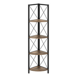 BOOKCASE - 60"H / BROWN RECLAIMED / BLACK METAL CORNER - WhatYouNeedSales