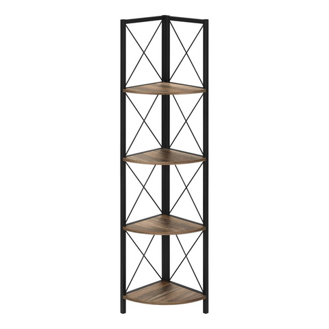 BOOKCASE - 60"H / BROWN RECLAIMED / BLACK METAL CORNER - WhatYouNeedSales