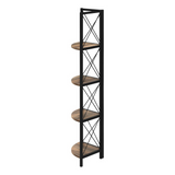 BOOKCASE - 60"H / BROWN RECLAIMED / BLACK METAL CORNER - WhatYouNeedSales