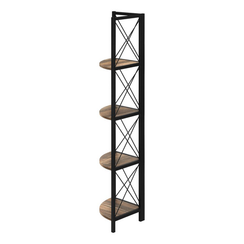 BOOKCASE - 60"H / BROWN RECLAIMED / BLACK METAL CORNER - WhatYouNeedSales