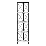 BOOKCASE - 60"H / WHITE MARBLE / BLACK METAL CORNER - WhatYouNeedSales