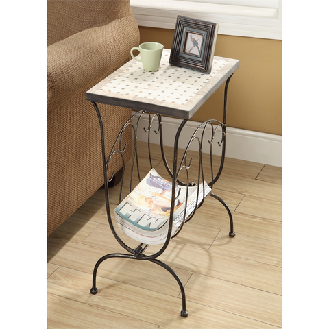 Travertine Magazine End Table - Elegant and Functional